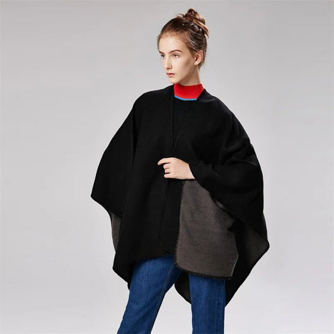 Winter Fashion Poncho Women Capes Scarf Imitation Cashmere Ladies Scarves Warm Shawls Wraps Woman Ponchos - American Thistle Winter Fashion Poncho Women Capes Scarf Imitation Cashmere Ladies Scarves Warm Shawls Wraps Woman Ponchos