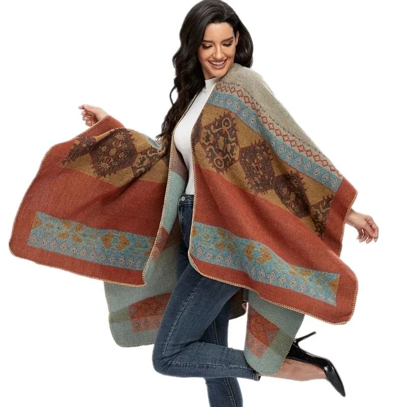 Winter Fashion Poncho Women Capes Scarf Imitation Cashmere Ladies Scarves Warm Shawls Wraps Woman Ponchos - American Thistle Winter Fashion Poncho Women Capes Scarf Imitation Cashmere Ladies Scarves Warm Shawls Wraps Woman Ponchos