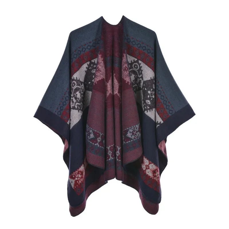 Winter Fashion Poncho Women Capes Scarf Imitation Cashmere Ladies Scarves Warm Shawls Wraps Woman Ponchos - American Thistle Winter Fashion Poncho Women Capes Scarf Imitation Cashmere Ladies Scarves Warm Shawls Wraps Woman Ponchos