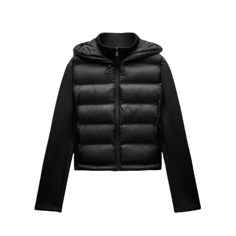 Winter New Arrival Women's Lightweight Down Jacket with Long Sleeves and Zippered Hooded - American Thistle Winter New Arrival Women's Lightweight Down Jacket with Long Sleeves and Zippered Hooded