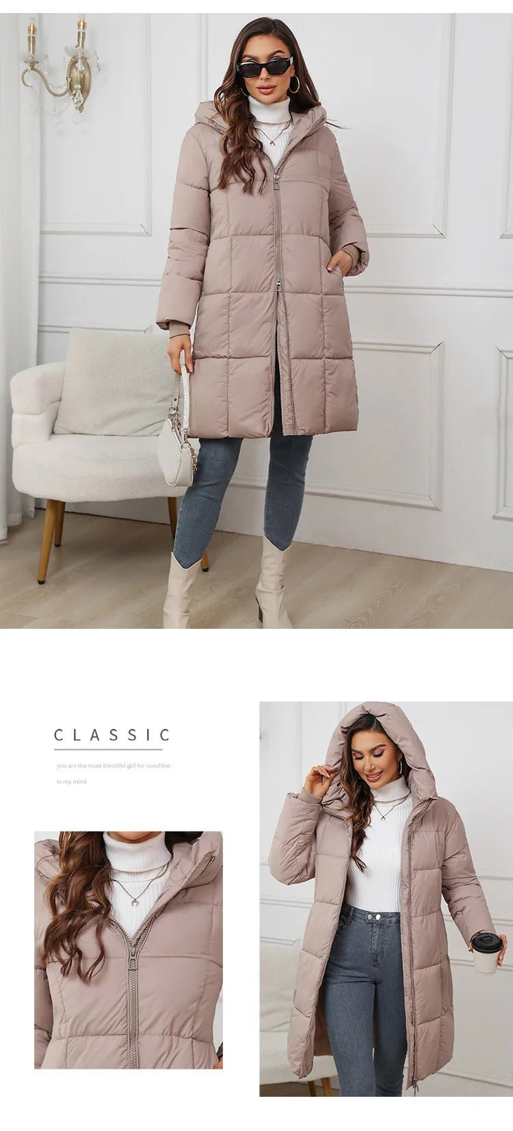 Winter Parkas Thick Down Cotton Coat Knee Length - American Thistle Winter Parkas Thick Down Cotton Coat Knee Length