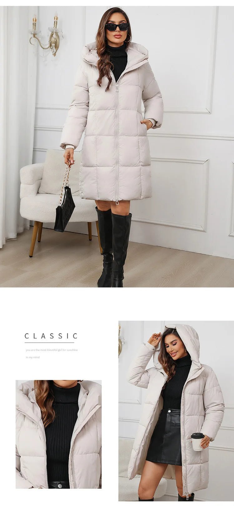 Winter Parkas Thick Down Cotton Coat Knee Length - American Thistle Winter Parkas Thick Down Cotton Coat Knee Length