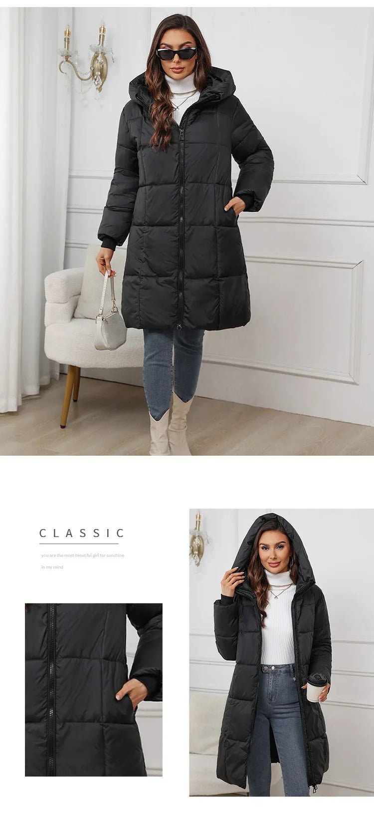 Winter Parkas Thick Down Cotton Coat Knee Length - American Thistle Winter Parkas Thick Down Cotton Coat Knee Length