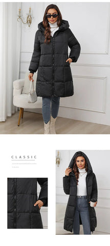Winter Parkas Thick Down Cotton Coat Knee Length - American Thistle Winter Parkas Thick Down Cotton Coat Knee Length
