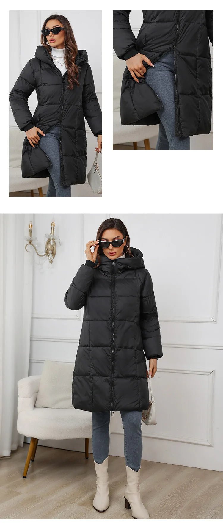 Winter Parkas Thick Down Cotton Coat Knee Length - American Thistle Winter Parkas Thick Down Cotton Coat Knee Length