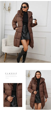 Winter Parkas Thick Down Cotton Coat Knee Length - American Thistle Winter Parkas Thick Down Cotton Coat Knee Length