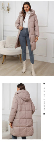 Winter Parkas Thick Down Cotton Coat Knee Length - American Thistle Winter Parkas Thick Down Cotton Coat Knee Length