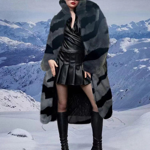 Winter Plus Size Faux Fur Long Coat Women Tiger Long Sleeve Fluffy Jacket Ladies Large Thick Warm Furry Cardigan Outwear - American Thistle Winter Plus Size Faux Fur Long Coat Women Tiger Long Sleeve Fluffy Jacket Ladies Large Thick Warm Furry Cardigan Outwear