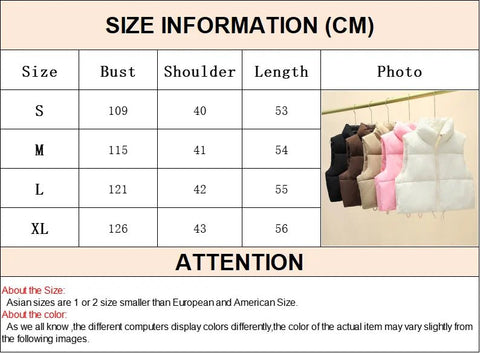 Winter Short Down Sleeveless Puffer Vest Women Warm Stand Collar Zipper Jacket Casual - American Thistle Winter Short Down Sleeveless Puffer Vest Women Warm Stand Collar Zipper Jacket Casual