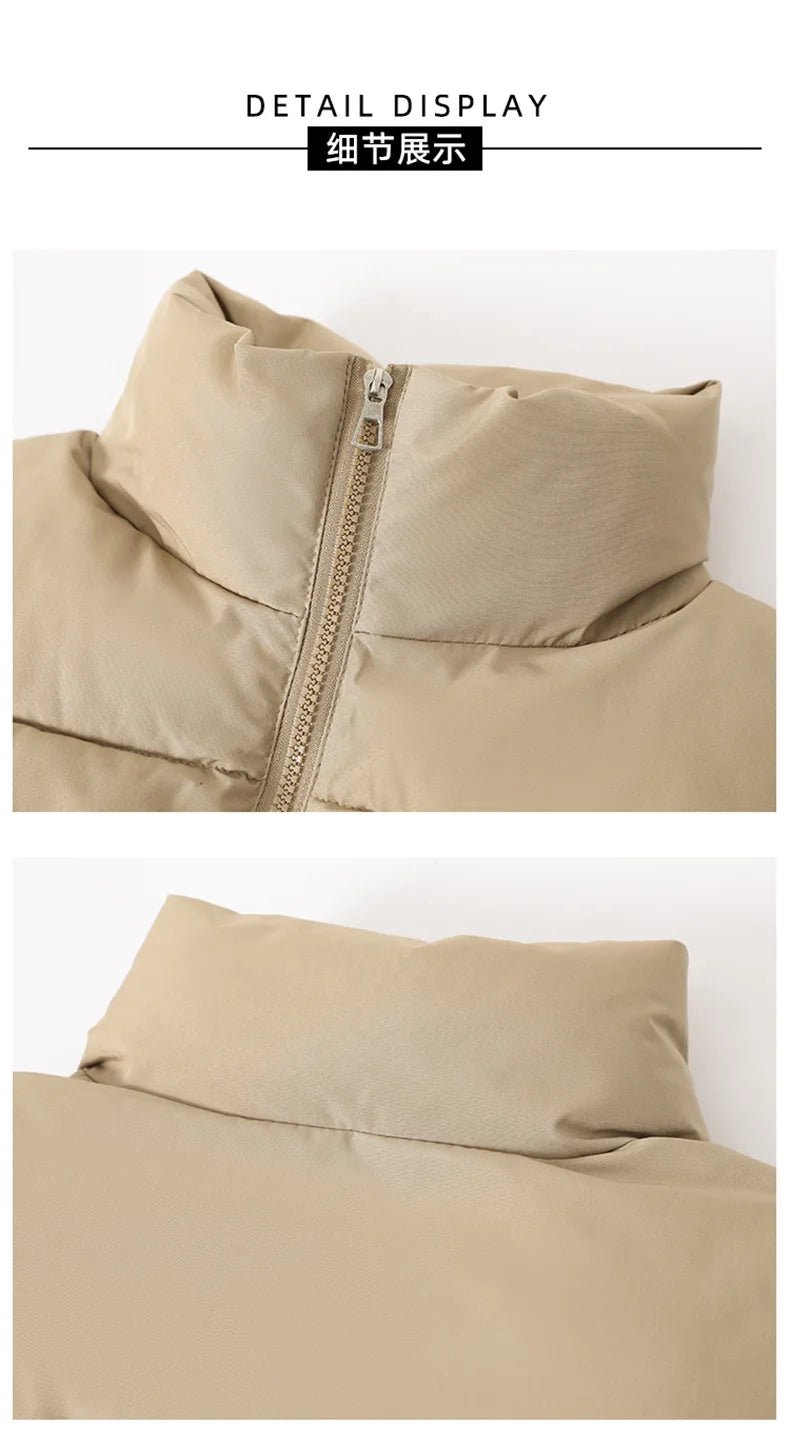 Winter Short Down Sleeveless Puffer Vest Women Warm Stand Collar Zipper Jacket Casual - American Thistle Winter Short Down Sleeveless Puffer Vest Women Warm Stand Collar Zipper Jacket Casual