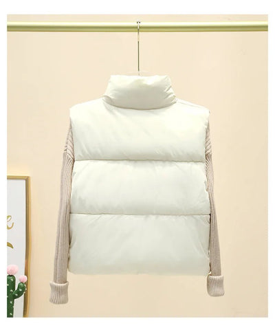 Winter Short Down Sleeveless Puffer Vest Women Warm Stand Collar Zipper Jacket Casual - American Thistle Winter Short Down Sleeveless Puffer Vest Women Warm Stand Collar Zipper Jacket Casual