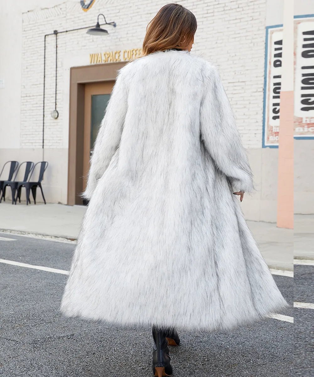 Winter Solid Faux Fur Long Coat For Women Fluffy Long Sleeve Plush Jacket - American Thistle Winter Solid Faux Fur Long Coat For Women Fluffy Long Sleeve Plush Jacket