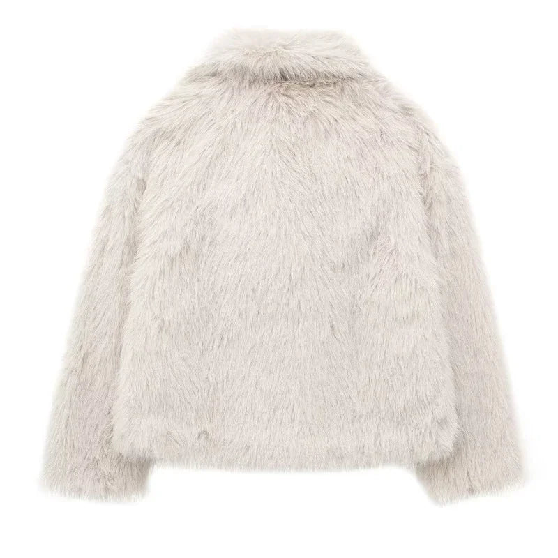 Woman's Autumn Winter Faux Fur Coat Plush Fluffy Women's Jacket New in Outerwears White Red Gray Black Wool Blends Coats - American Thistle Woman's Autumn Winter Faux Fur Coat Plush Fluffy Women's Jacket New in Outerwears White Red Gray Black Wool Blends Coats