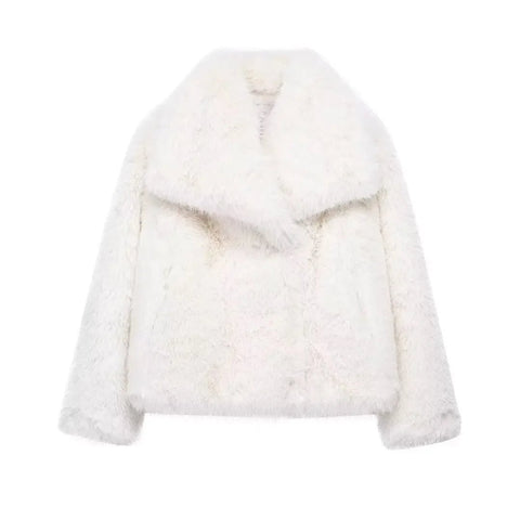 Woman's Autumn Winter Faux Fur Coat Plush Fluffy Women's Jacket New in Outerwears White Red Gray Black Wool Blends Coats - American Thistle Woman's Autumn Winter Faux Fur Coat Plush Fluffy Women's Jacket New in Outerwears White Red Gray Black Wool Blends Coats