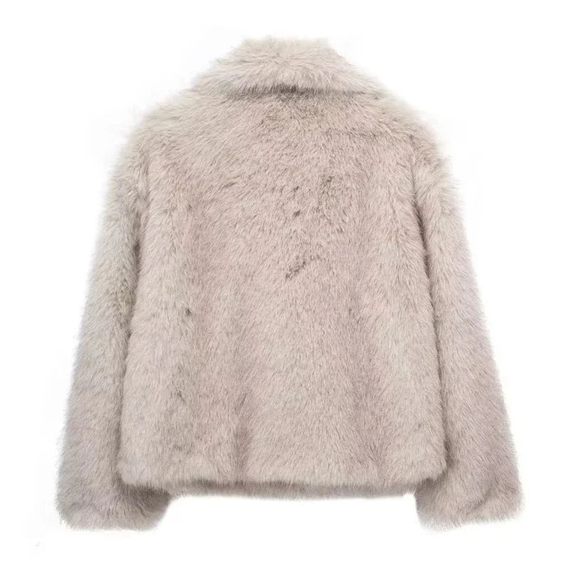 Woman's Autumn Winter Faux Fur Coat Plush Fluffy Women's Jacket New in Outerwears White Red Gray Black Wool Blends Coats - American Thistle Woman's Autumn Winter Faux Fur Coat Plush Fluffy Women's Jacket New in Outerwears White Red Gray Black Wool Blends Coats