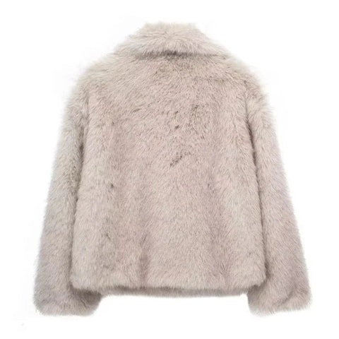 Woman's Autumn Winter Faux Fur Coat Plush Fluffy Women's Jacket New in Outerwears White Red Gray Black Wool Blends Coats - American Thistle Woman's Autumn Winter Faux Fur Coat Plush Fluffy Women's Jacket New in Outerwears White Red Gray Black Wool Blends Coats
