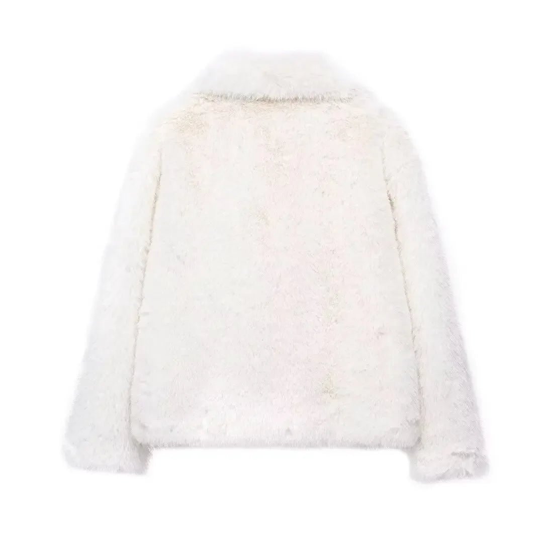 Woman's Autumn Winter Faux Fur Coat Plush Fluffy Women's Jacket New in Outerwears White Red Gray Black Wool Blends Coats - American Thistle Woman's Autumn Winter Faux Fur Coat Plush Fluffy Women's Jacket New in Outerwears White Red Gray Black Wool Blends Coats