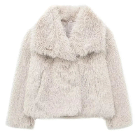Woman's Autumn Winter Faux Fur Coat Plush Fluffy Women's Jacket New in Outerwears White Red Gray Black Wool Blends Coats - American Thistle Woman's Autumn Winter Faux Fur Coat Plush Fluffy Women's Jacket New in Outerwears White Red Gray Black Wool Blends Coats