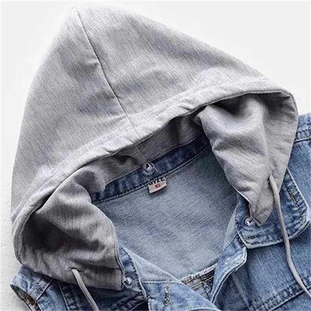 Woman's Denim Vest Women Spring Autumn Coat Sleeveless Wild Tops Hooded Jacket Women Denim Jeans Waistcoat Outerwear - American ThistleWoman's Denim Vest Women Spring Autumn Coat Sleeveless Wild Tops Hooded Jacket Women Denim Jeans Waistcoat Outerwear