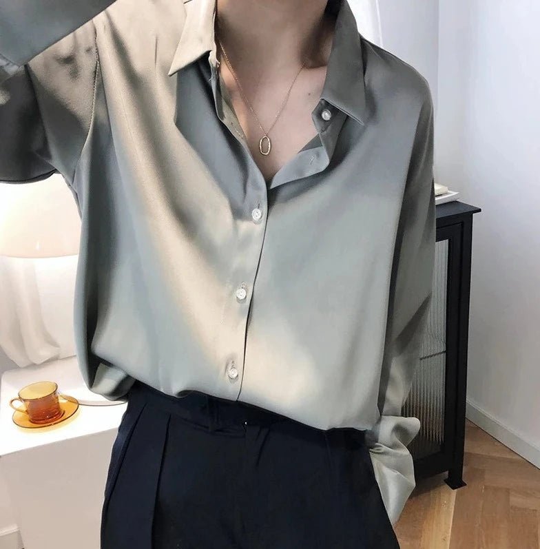 Woman's Elegant Silk Blouse - American Thistle Woman's Elegant Silk Blouse