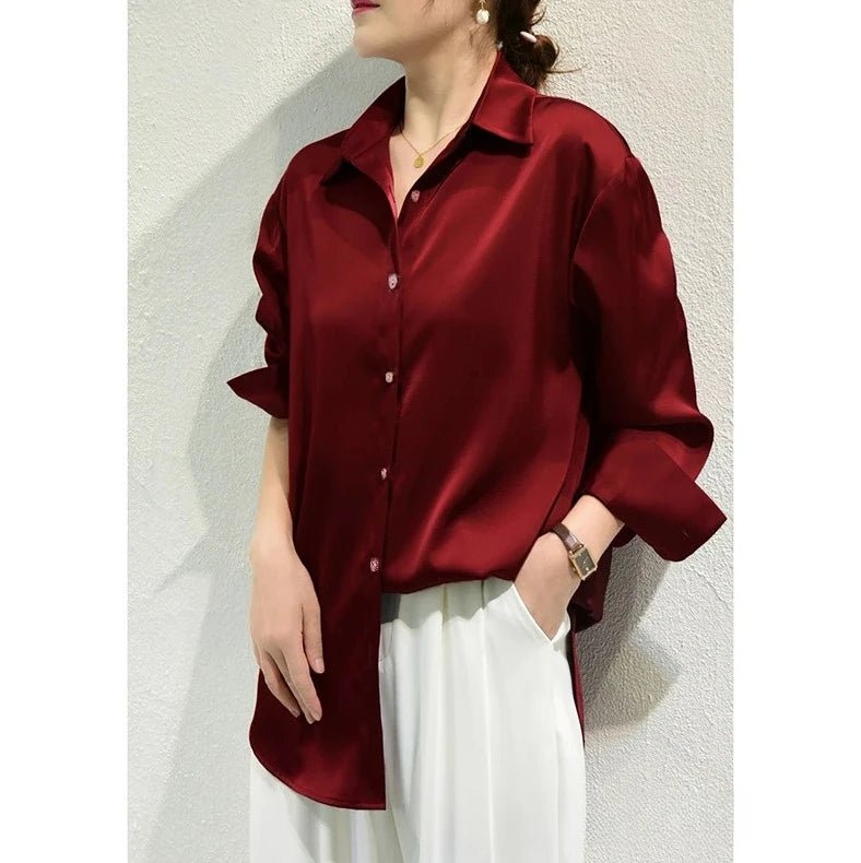Woman's Elegant Silk Blouse - American Thistle Woman's Elegant Silk Blouse