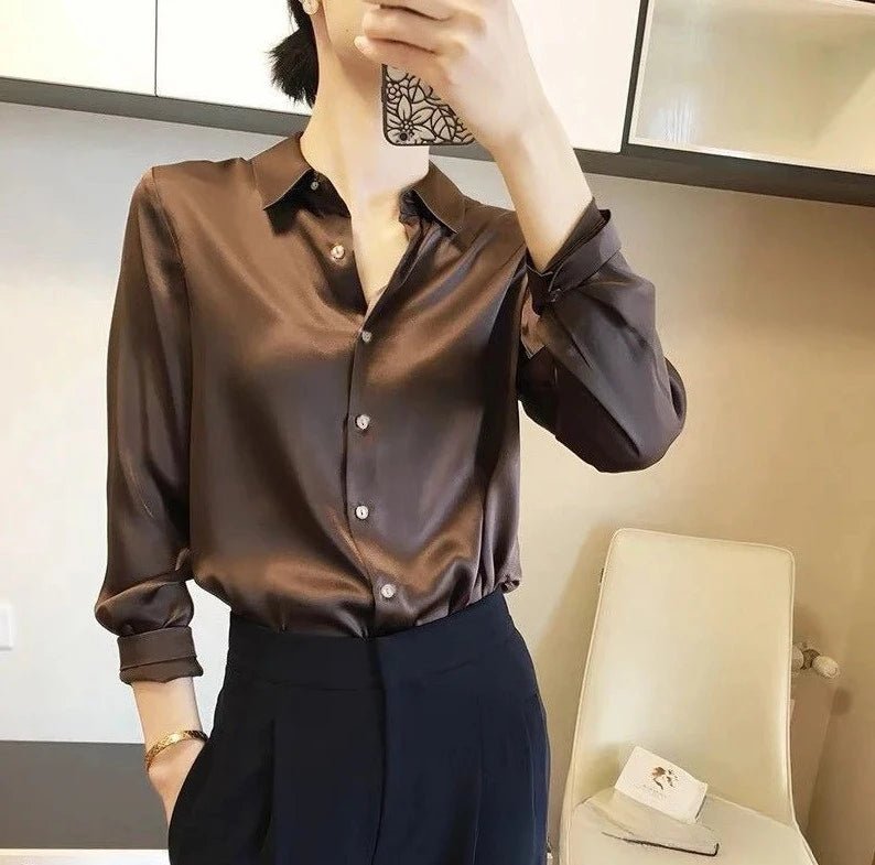 Woman's Elegant Silk Blouse - American Thistle Woman's Elegant Silk Blouse