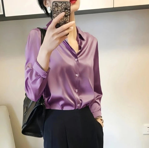 Woman's Elegant Silk Blouse - American Thistle Woman's Elegant Silk Blouse