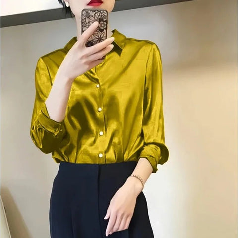 Woman's Elegant Silk Blouse - American Thistle Woman's Elegant Silk Blouse