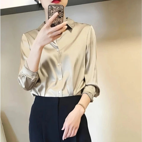 Woman's Elegant Silk Blouse - American Thistle Woman's Elegant Silk Blouse