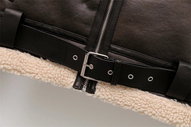 Woman's Thick Warm Faux Shearling Jacket Coat Vintage - American Thistle Woman's Thick Warm Faux Shearling Jacket Coat Vintage