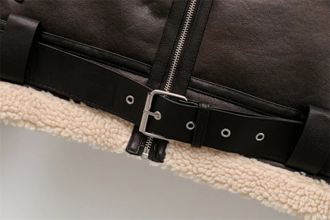 Woman's Thick Warm Faux Shearling Jacket Coat Vintage - American Thistle Woman's Thick Warm Faux Shearling Jacket Coat Vintage