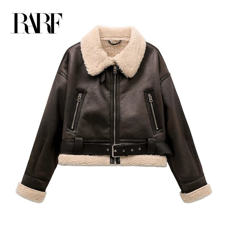 Woman's Thick Warm Faux Shearling Jacket Coat Vintage - American Thistle Woman's Thick Warm Faux Shearling Jacket Coat Vintage