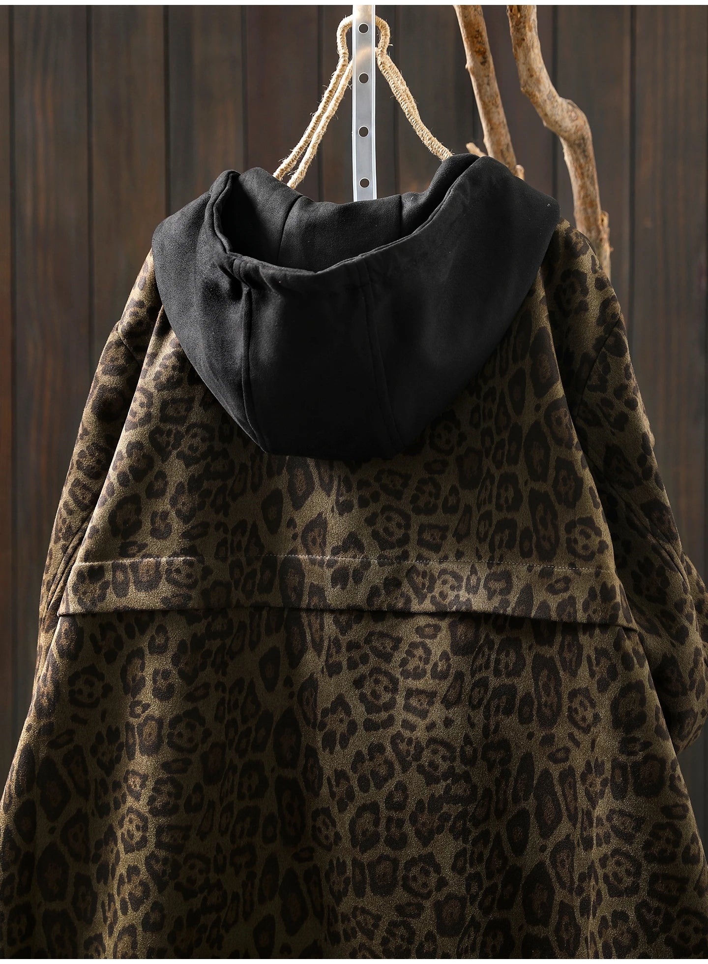 Women Casual Hooded Coats New Arrival Autumn Vintage Style Leopard Print Loose - American Thistle Women Casual Hooded Coats New Arrival Autumn Vintage Style Leopard Print Loose