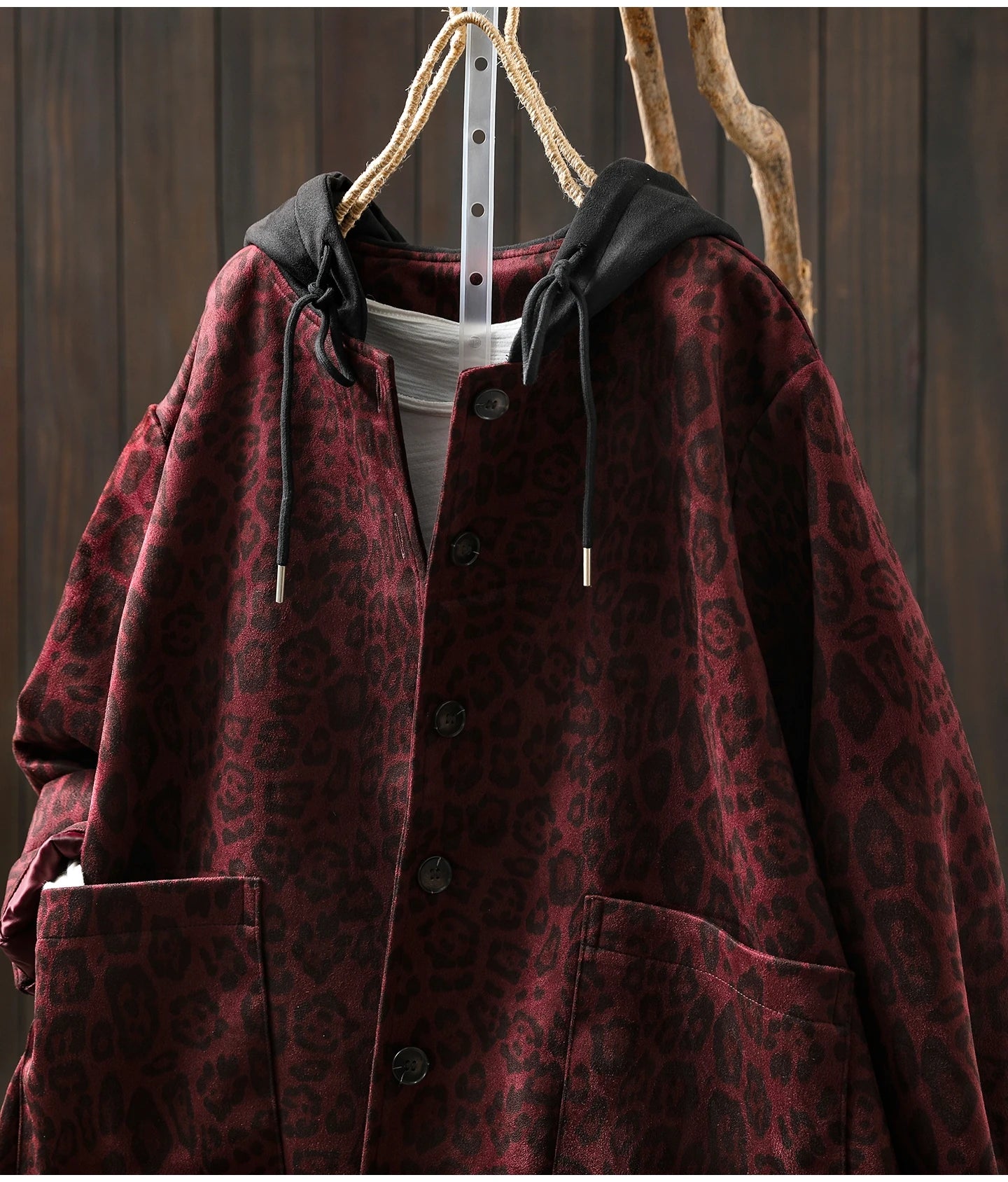 Women Casual Hooded Coats New Arrival Autumn Vintage Style Leopard Print Loose - American Thistle Women Casual Hooded Coats New Arrival Autumn Vintage Style Leopard Print Loose