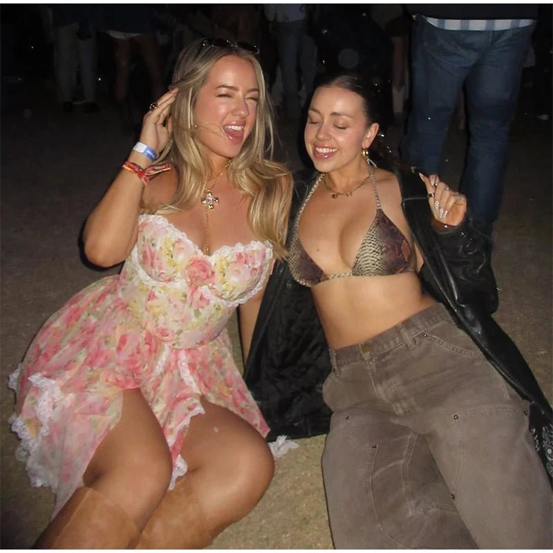 Women Casual Printed Pleated Scarf Collar Mini Dresses Chic Sleeveless Off Shoulder - American Thistle Women Casual Printed Pleated Scarf Collar Mini Dresses Chic Sleeveless Off Shoulder