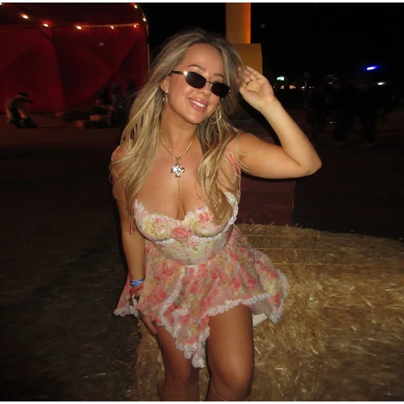 Women Casual Printed Pleated Scarf Collar Mini Dresses Chic Sleeveless Off Shoulder - American Thistle Women Casual Printed Pleated Scarf Collar Mini Dresses Chic Sleeveless Off Shoulder