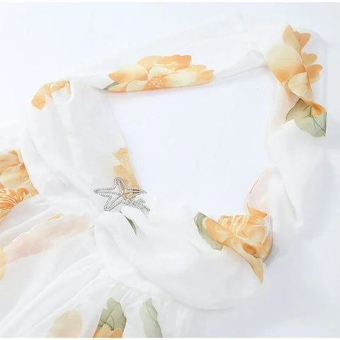 Women Casual Printed Pleated Scarf Collar Mini Dresses Chic Sleeveless Off Shoulder - American Thistle Women Casual Printed Pleated Scarf Collar Mini Dresses Chic Sleeveless Off Shoulder