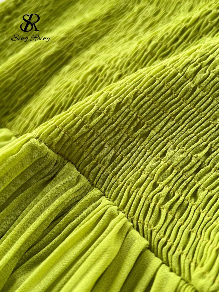 Women Chiffon Sundress Strap Ruffle Dress - American Thistle Women Chiffon Sundress Strap Ruffle Dress