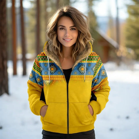 Women Coats Jackets Cardigans Printed Outdoors Geometric Graphics Fleece Winter Warm Casual Streetwear Female Clothing - American ThistleWomen Coats Jackets Cardigans Printed Outdoors Geometric Graphics Fleece Winter Warm Casual Streetwear Female Clothing