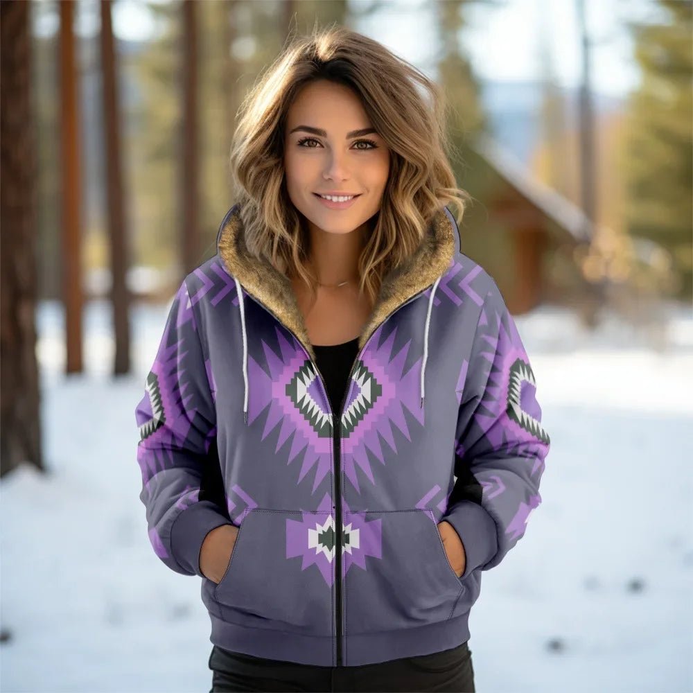 Women Coats Jackets Cardigans Printed Outdoors Geometric Graphics Fleece Winter Warm Casual Streetwear Female Clothing - American ThistleWomen Coats Jackets Cardigans Printed Outdoors Geometric Graphics Fleece Winter Warm Casual Streetwear Female Clothing