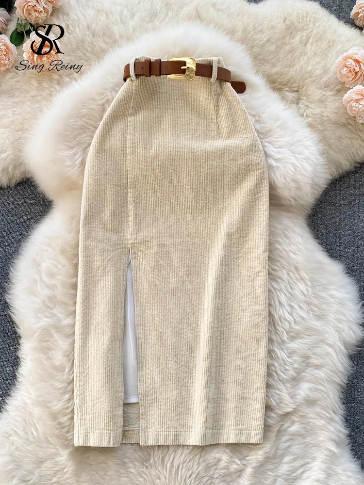 Women Corduroy Long Skirt Corduroy - American Thistle Women Corduroy Long Skirt Corduroy