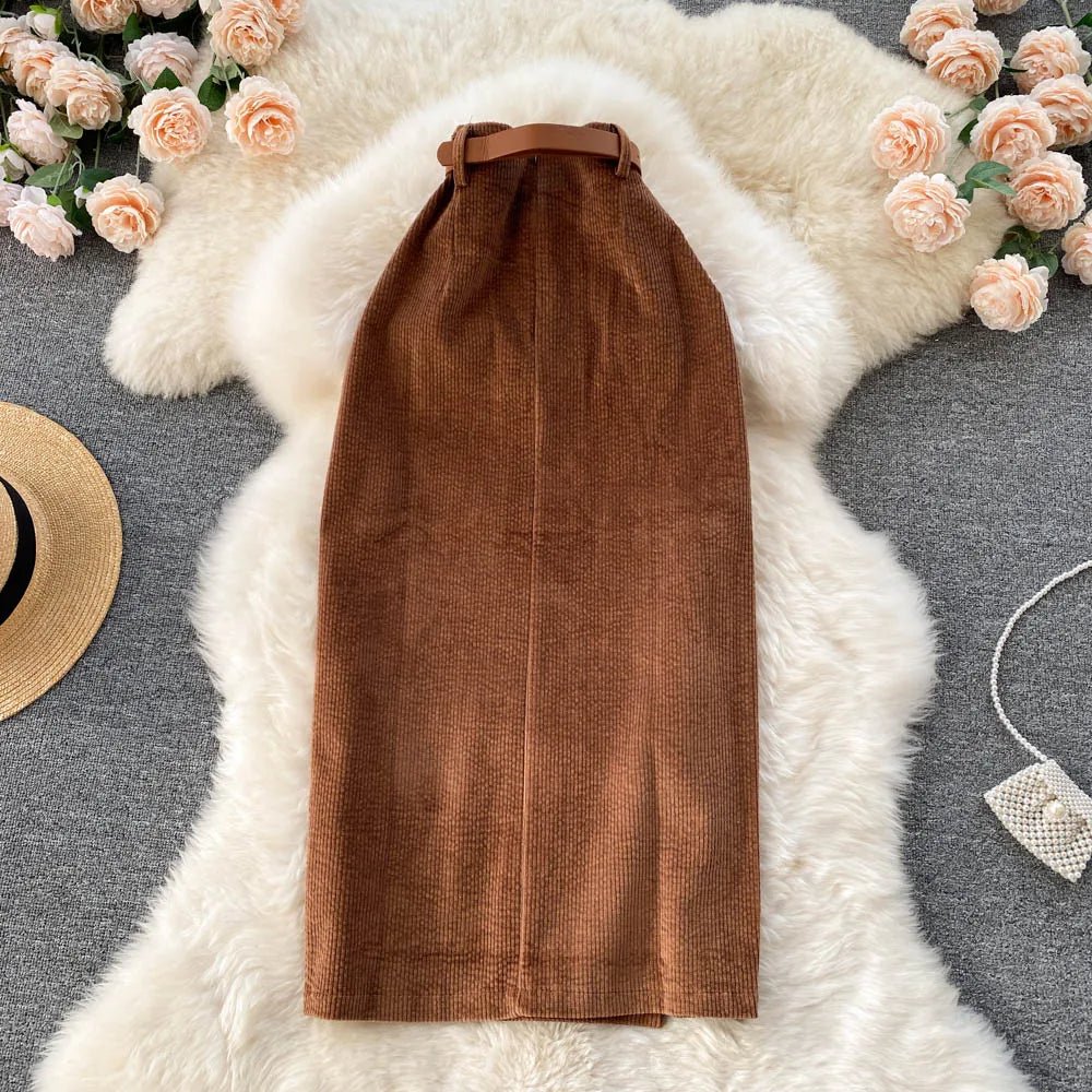 Women Corduroy Long Skirt Corduroy - American Thistle Women Corduroy Long Skirt Corduroy