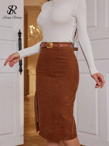 Women Corduroy Long Skirt Corduroy - American Thistle Women Corduroy Long Skirt Corduroy
