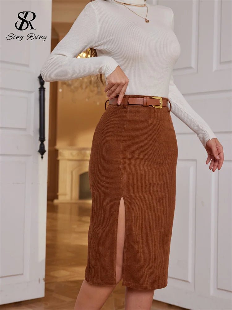 Women Corduroy Long Skirt Corduroy - American Thistle Women Corduroy Long Skirt Corduroy