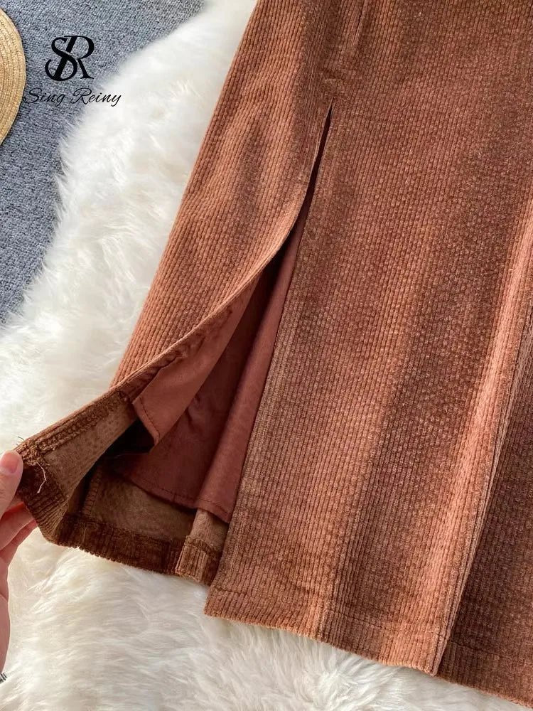 Women Corduroy Long Skirt Corduroy - American Thistle Women Corduroy Long Skirt Corduroy