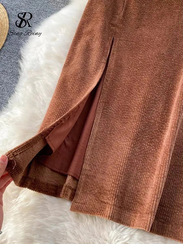 Women Corduroy Long Skirt Corduroy - American Thistle Women Corduroy Long Skirt Corduroy