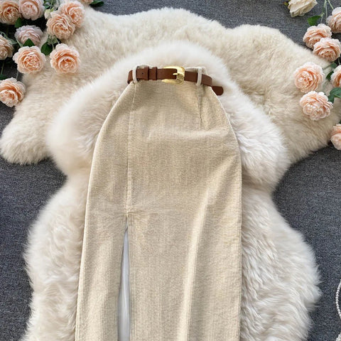 Women Corduroy Long Skirt Corduroy - American Thistle Women Corduroy Long Skirt Corduroy