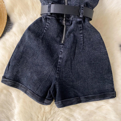 Women Denim one pieces Summer High Waist Slim Sleeveless Strapless Romper - American Thistle Women Denim one pieces Summer High Waist Slim Sleeveless Strapless Romper
