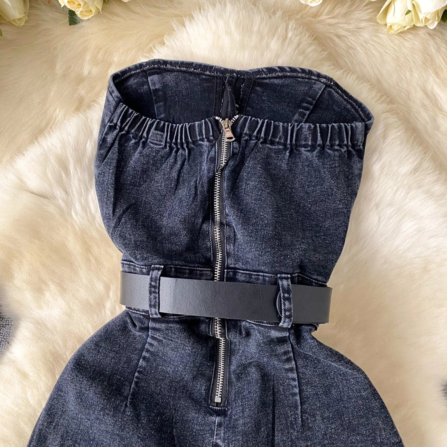 Women Denim one pieces Summer High Waist Slim Sleeveless Strapless Romper - American Thistle Women Denim one pieces Summer High Waist Slim Sleeveless Strapless Romper