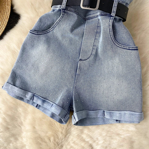 Women Denim one pieces Summer High Waist Slim Sleeveless Strapless Romper - American Thistle Women Denim one pieces Summer High Waist Slim Sleeveless Strapless Romper